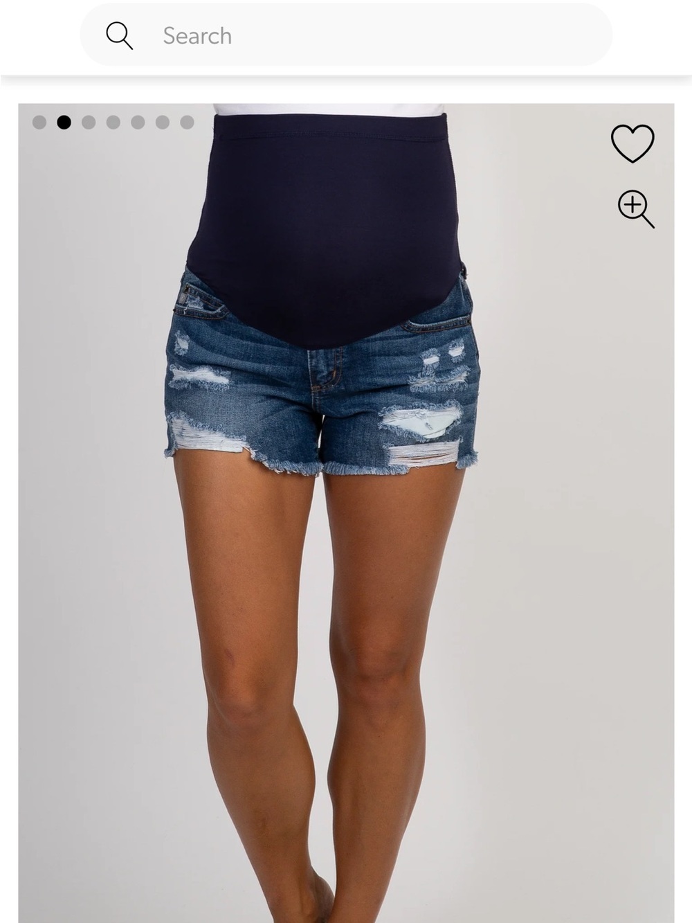 Pinkblush Navy Panel Distressed Denim Jean Maternity Shorts